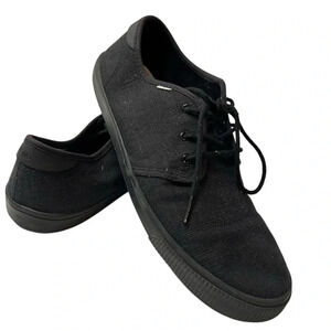 TOMS Men's Carlo Black Canvas Lace-Up Sneakers Size 10 Casual